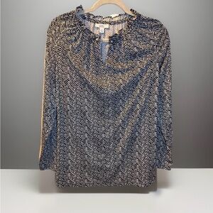 Croft & Barrow Women’s Classy Chevron Herringbone Zig Zag Long Sleeve Top Sz Sm